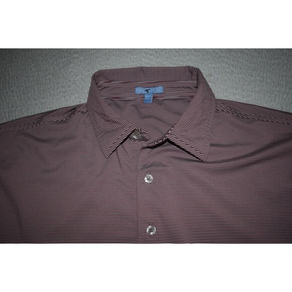 Genteal Golf Polo Shirt Mens Size Large Performance Polyester Red Striped - Picture 1 of 8